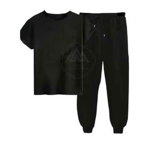 Personalizado Ecológico 100% Algodón Cómodo Hombres Chándal de Verano Conjunto con Logotipo Personalizado Camiseta y Pantalones - Product Image 1