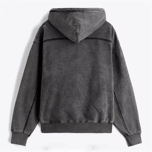 Pull-over à capuche personnalisé délavé à l'acide surdimensionné lourd 3D hiver XS pull-over à capuche vintage délavé pour hommes vente en gros - Product Image 3