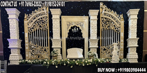 Arches en métal doré pour mariage occidental Panneaux spéciaux pour scène de mariage Porte en métal Cadre arrière Superbe porte en métal floral pour mariage - Product Image 6