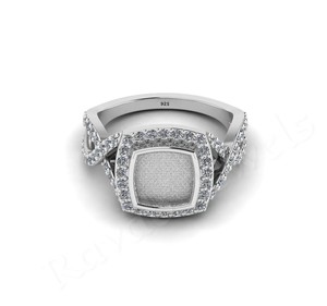 Super calidad auténtica Plata de Ley 925 anillo de bodas hecho a mano personalizado 8x8mm forma de cojín bisel ajuste leche materna resina cenizas - Product Image 1