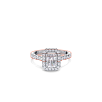 Anillo de Compromiso y Boda con Diamante Cultivado en Laboratorio, Corte Radiante de 1 Quilate, Certificado por IGI, con Halo, en Oro Amarillo/Blanco/Rosa de 18K, con Pavé