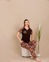 Ensemble de pyjama décontracté d'été en viscose pour femme, qualité turque, motif à pois, doux, respirant, manches longues, short, longueur genou, vêtements de nuit