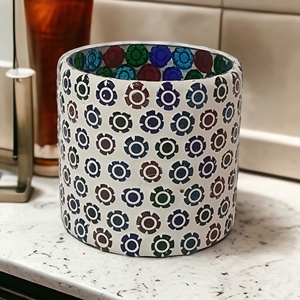 ภาชนะแก้วใส่เทียนสีขาวแบบสั่งทำของตกแต่งบ้านโคมไฟทำด้วยมือโมเสคสีสันสดใส - Product Image 5