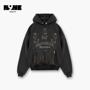 เสื้อฮู้ดผ้าฝ้ายโอเวอร์ไซส์สำหรับผู้ชายเสื้อมีฮู้ดผ้าฟลีซเปิดไหล่แบบเรียบ - Product Image 6