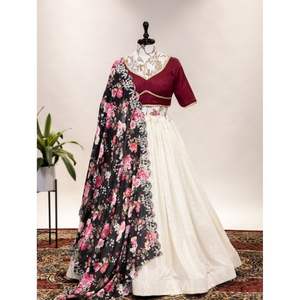 Georgette-Blusa de estilo elegante para mujer, blusa de trabajo lisa y Chinon Dupatta, fabricante de moda - Product Image 1