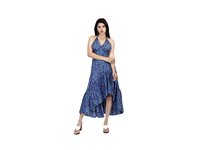 Vestido Maxi de Seda Tejida Estilo Bohemio Indio Y2K, Talla Única, Estampado Tropical, Cuello en V, Manga con Volantes, Sexy y Dulce, Estilo Coreano de Verano