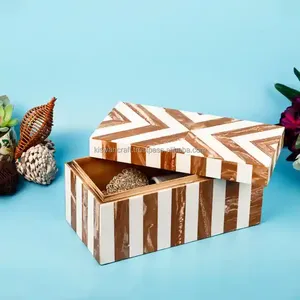 Boîte de rangement rectangulaire en bois massif faite à la main de qualité supérieure pour accessoires ménagers boîtes à bijoux avec emballage en carton - Product Image 3