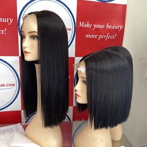 Super Doubleวาดมนุษย์ต่อผมWigs Bob 200% ความหนาแน่นลูกไม้ปิดวิกผมมนุษย์กระดูกตรงWigsสําหรับผู้หญิงสีดํา - Product Image 5