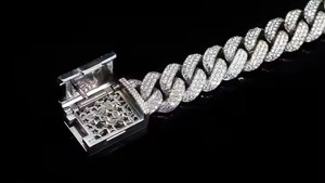 Cadena de eslabones cubanos de Hip Hop con diamantes, joyería de lujo, cadena cubana de diamantes cultivados en laboratorio de corte redondo para hombres - Product Image 3