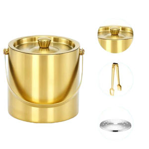 Seau à glace à double paroi en acier inoxydable de conception agréable avec pinces Seau à glace au design luxueux pour la maison et les hôtels - Product Image 5