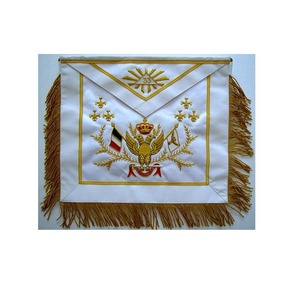 ผ้ากันเปื้อนต้นแบบ Masonic Lodge ปัก3D ปกสีฟ้าตกแต่งด้วยลูกไม้ปรับขนาดและป้ายสำหรับ mm masons - Product Image 1
