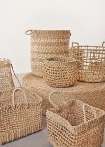 Cesta de jacinto de agua seca ecológica artesanal al por mayor con asas para un fácil almacenamiento y decoración-LOTO AZUL de Vietnam - Product Image 2