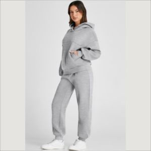 Conjunto Deportivo Informal con Capucha para Mujer, 100% Algodón, 380 g/m², Felpa Gruesa y Suave, Estampado de Espuma, Alta Calidad - Product Image 3