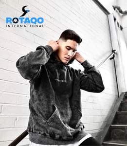 OEM Mens Oversized Acid Wash Hoodies Heavyweight Vintage Washed Fleece Hoodie Sweatshirt for Men <b>Women</b> Streetwear - Product Image 1