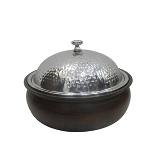Conception martelée finition brillante vente chaude service de nourriture marmite casserole isolée servant une marmite arrondie - Product Image 2