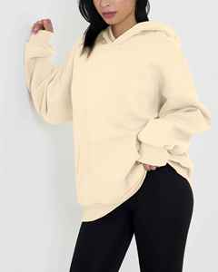 Prix d'usine, sweat-shirts d'hiver surdimensionnés pour femmes, en tricot 100% coton, avec badge imprimé, broderie, écologiques, coupe-vent - Product Image 3