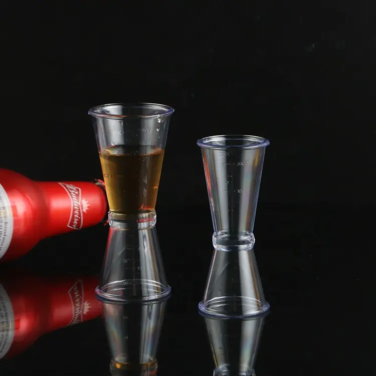 Jigger de Cocktail Double face Transparent Direct d'usine, tasse à mesurer de qualité alimentaire, Bar à vin en plastique