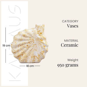 Vase à fleurs en céramique artisanale bohème antique, finition coquillage beige, petit et haut, pour décoration de table, mini pot - Product Image 2