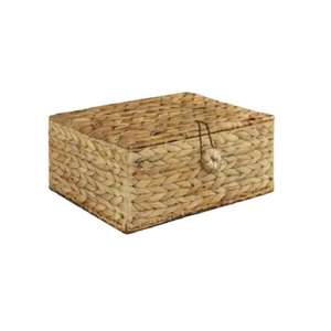 Cajas de Almacenamiento Redondas Modernas de Color Amarillo Oscuro, Multifuncionales, con Tapa Flexible, Cesta de Jacinto de Agua para el Hogar, Suministro OEM, Artículo Ecológico - Product Image 1