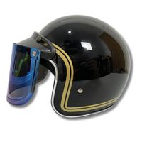 Nouveau casque de moto rétro CRX Bogo-X de haute qualité noir brillant avec visière transparente doublure en mousse ABS approuvé par le DOT face ouverte