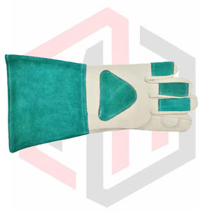 ถุงมือเชื่อมหนังแบบพันข้อมือทำจากผ้าใบ - Product Image 4