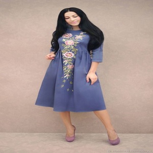 Robe Courte Sexy à Manches Longues et Col en V pour Femme Kanya Libas, Motif Floral Gaufré, Style Moyen-Oriental, Idéale pour les Vacances d'Été - Product Image 2