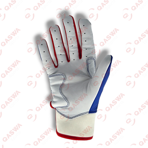 ถุงมือตีเบสบอลซอฟต์บอลปรับแต่งได้หนังคาบาเรต้าสีแดงขาวและน้ำเงิน - Product Image 3