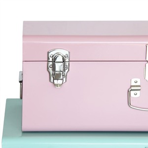 กล่องเก็บของโลหะสีชมพูและสีฟ้าอ่อน พร้อมอุปกรณ์ล็อคสีเงิน - Product Image 2