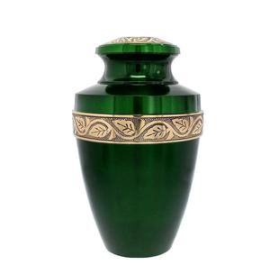 Urna de cremación humana para adultos Embellece el color esmeralda con banda decorativa grabada Lugar de descanso simple pero simple para un hombre o una mujer - Product Image 3