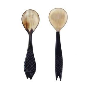 Cuchara de cuerno de búfalo pulida hecha a mano con cuerno de búfalo de agua con cuentas opcionales o mango artesanal suave - Product Image 3