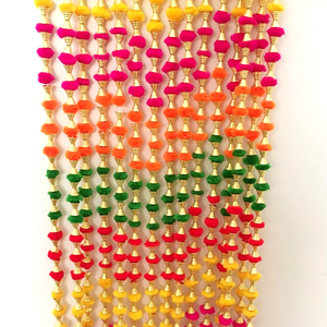 พวงมาลัยปอมปอมหลากสีสำหรับงานแต่งงานอินเดีย Diwali ganpooja ของตกแต่งบ้านที่แขวนอยู่บันไดฉากหลังปาร์ตี้ - Product Image 1