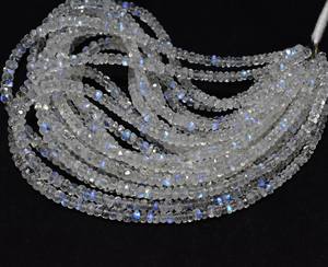 Perles rondes en pierre de lune arc-en-ciel facettées 4 mm, fil de pierres précieuses de 10 pouces pour collier et bracelet faits à la main - Product Image 3