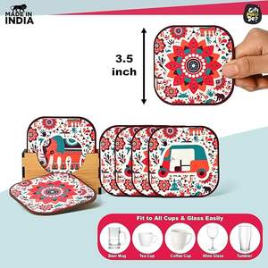 แผ่นรองแก้วไม้สไตล์โบฮีเมียน งานแฮนด์เมด เป็นมิตรกับสิ่งแวดล้อม ผิวเรียบ รูปทรงปรับแต่งได้ ความหนาภายใน - Product Image 4