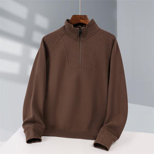 Wholesale Plain High Quality Men Polyester Vintage Cotton Oversized Custom Half Zip <b>Mock</b> <b>Turtleneck</b> Neck Sweatshirt - Product Image 4