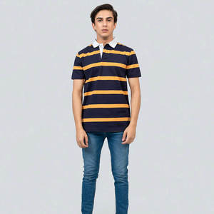 Camiseta de manga corta de algodón 100% de alta calidad para hombre, camiseta Polo informal estampada en contraste, camisetas lisas a la venta - Product Image 5