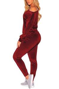 New style deep neck women stylish tracksuits <b>sets</b> in smooth velvet velour fabric silky smooth shirts with oversized <b>pajamas</b> - Product Image 2