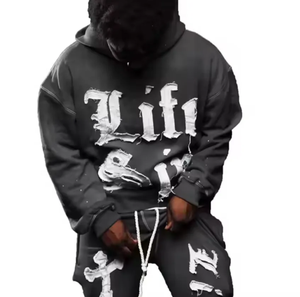 Survêtement personnalisé délavé à l'acide pour hommes ensemble de jogging à capuche zippé lourd GSM survêtement pour hommes ensemble de jogging à capuche en coton délavé à l'acide - Product Image 2