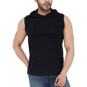 <b>Men's</b> High Quality <b>Sleeveless</b> Terry Knitted Gym <b>Hoodies</b> Workout Hooded <b>Sleeveless</b> Solid Sports Bodybuilding Stringer Muscle Cut - Product Image 1