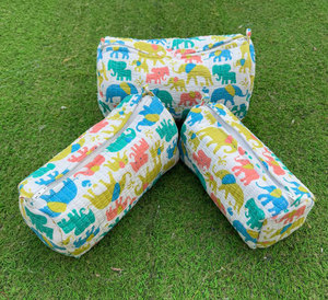 Bolsa Grande de Algodón Estampada en Bloques Multicolor de Moda con Cierre de Cremallera Impermeable para Maquillaje/Cosméticos Jaipur - Product Image 5