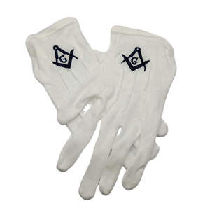 Masonic Regalia Free Mason Guantes lisos de algodón con logotipo disponibles a precios bajos con guantes masónicos de diseño personalizado - Product Image 1