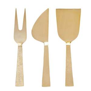 Bright Collection Premium Design Cheese Tool Stainless <b>Steel</b> <b>Cutter</b> Spreaders Fork Green Resin Handle With Gold Blade Set - Product Image 6