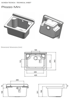 Évier utilitaire rectangulaire en plastique PP 100% écologique de fabrication italienne Negrari Classic, haute qualité, intérieur/extérieur, certifié CE, gris