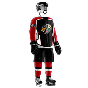 Ensemble d'uniformes de hockey sur glace confortable, service OEM, nouvelle arrivée - 100% polyester, couleurs et logos personnalisés, vêtements de sport à séchage rapide - Product Image 3