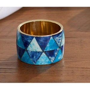 Anneau de serviette rond unique de forme unique, en aluminium moulé de haute qualité, plaqué or, intérieur bleu, vente chaude - Product Image 1