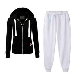 Chándales con capucha de 2 piezas para mujer de primera calidad, chándales de algodón transpirables con estilo, venta al por mayor, logotipo personalizado, cremallera impresa Technics - Product Image 2