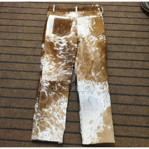 Pantalones de cuero para hombre Hair-on Hide Premium, lona recta, botón de tiro medio, Fly High Street Fashion - Product Image 4