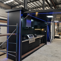 Cocina Exterior Modular Prefabricada Moderna y Portátil con Parrilla, Fregadero, Refrigerador, Gabinetes e Iluminación LED para Patio Trasero