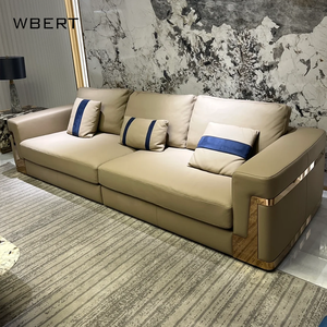 Juego de Sofás de Cuero de Alta Gama Estilo Italiano Moderno WBERT, <span class=keywords><strong>Muebles</strong></span> Tapizados de Lujo Ligero para Villa, Sofá de Tela de Terciopelo para Sala de Estar - Product Image 4