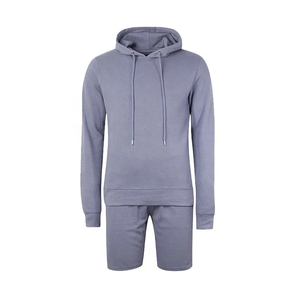 Chándal de verano de 2 piezas para hombre de la mejor calidad, sudaderas con capucha y pantalones cortos de camuflaje transpirables, patrón sólido - Product Image 1