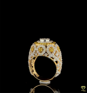 Anillo de hombre de lujo chapado en oro de plata 925 cultivado en laboratorio, anillo personalizado de estilo Hip Hop helado con piedras brillantes redondas - Product Image 2